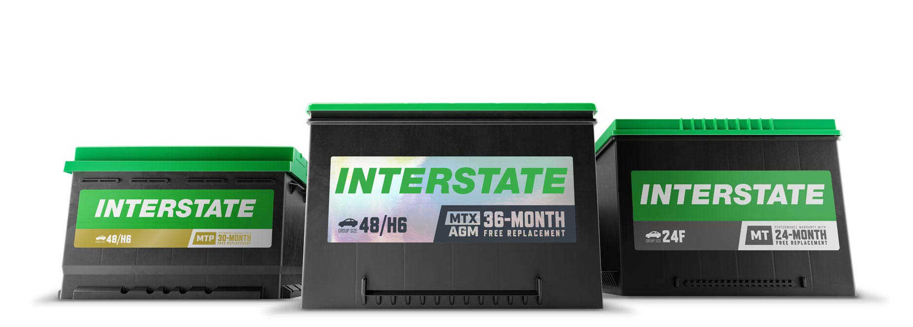 A group of the new line of Interstate Batteries.